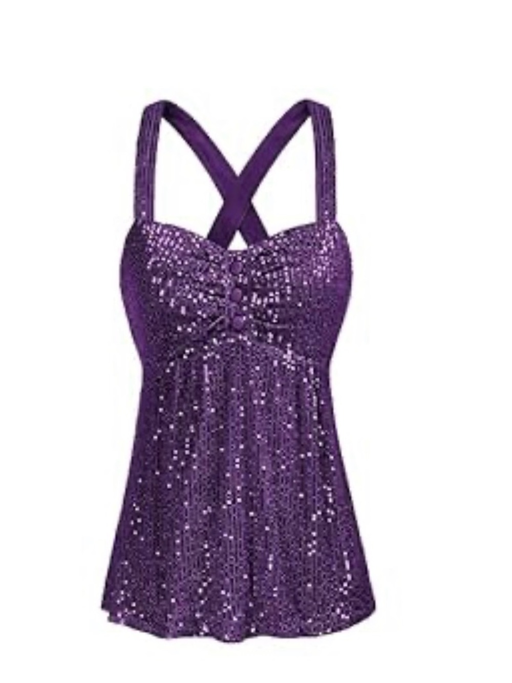 Sequin Purple Convertible Strap Tank Top